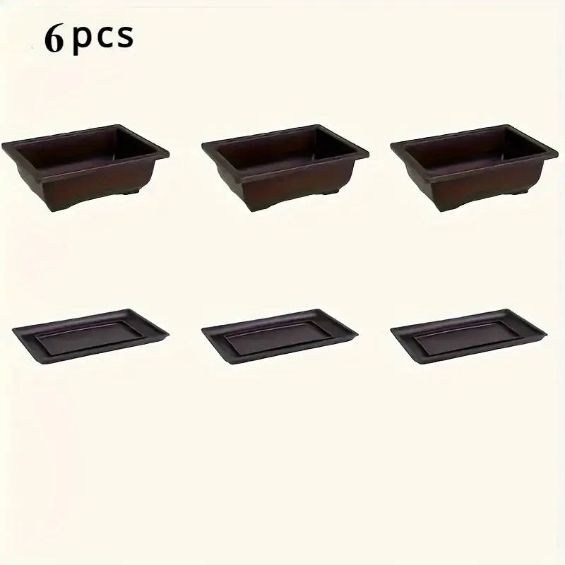 6-Piece Classic Rectangular Imitation Purple Clay Flower Pot Set