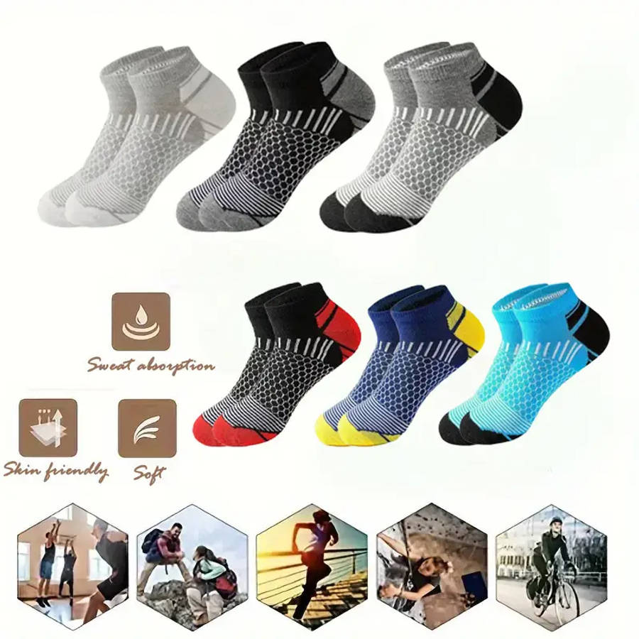6 Pairs Of Unisex Low-Top Athletic Socks