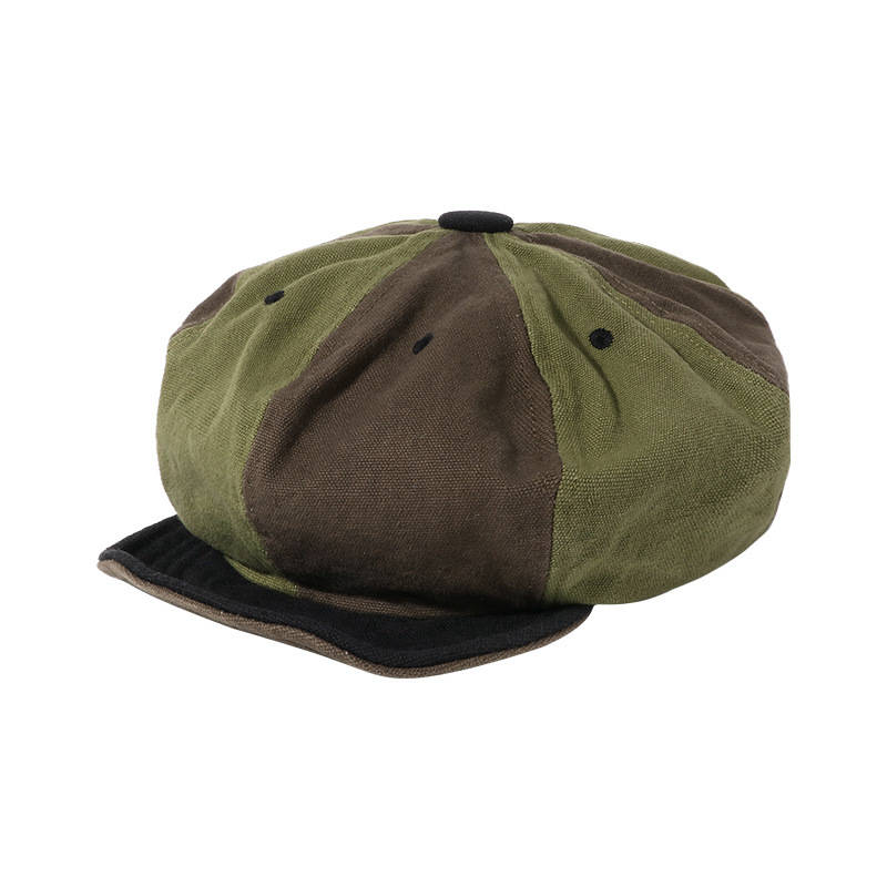 Vintage-Inspired Two-Tone Beret Cap Adjustable Lightweight Painter Hat With Soft Brim Hand-