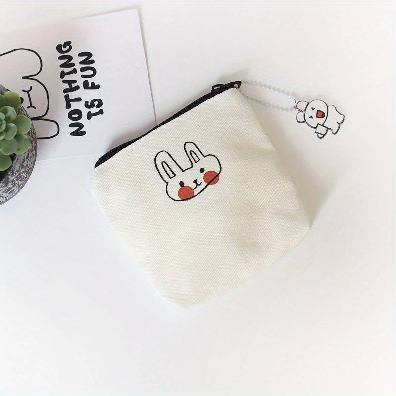 1pc Small Canvas Cute Bunny Coin Purse Simple Fresh Hand Wash or Professional Dry Clean