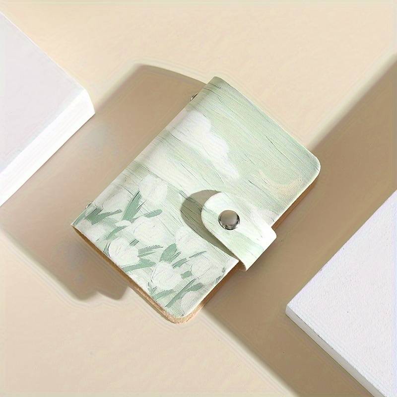 1pc Elegant Floral Pattern Synthetic Faux Leather Card Holder with 20 Slots Ideal for Credit Card