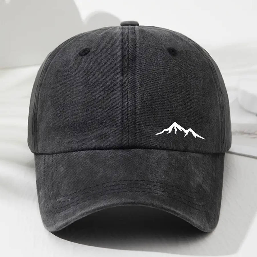 Retro Adjustable Baseball Cap With Mountain View Print Soft Top Dad'S Hat Sun Protection Perfect
