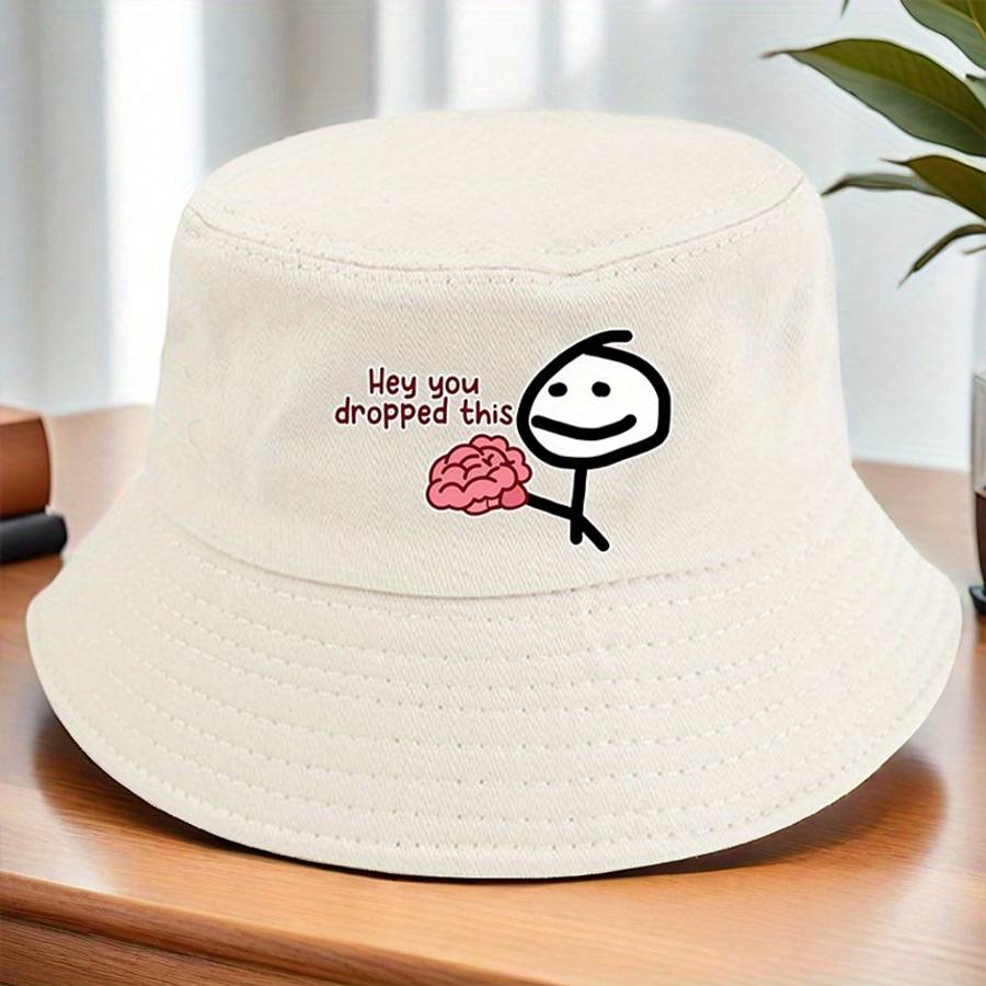 1pc "Hey You Dropped" Printed Bucket Hat Lightweight Polyester Woven Non-Stretch Multicolor
