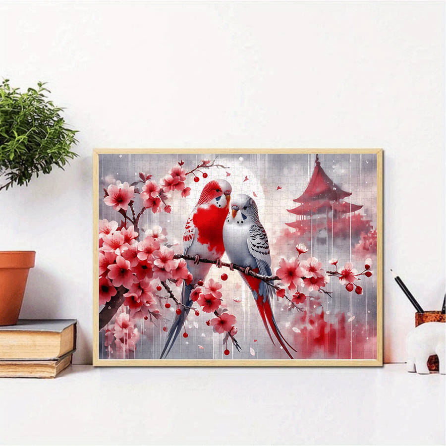 1000pcs Tiger Parrot Cherry Blossom Jigsaw Puzzle Large Paper Toy for Adults Fam