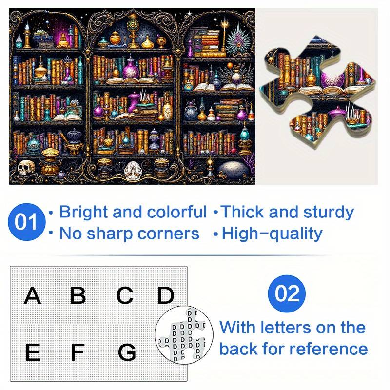 1000pcs Magic Bookshelf Jigsaw Puzzle Large Challenging DIY Puzzle for Adults Fa