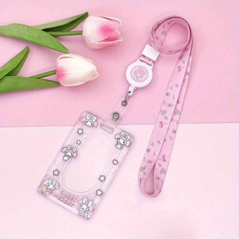1pc Sanrio Cute Acrylic Card Case- Campus Certificate and Meal Card Embossed Protective Case- Cute