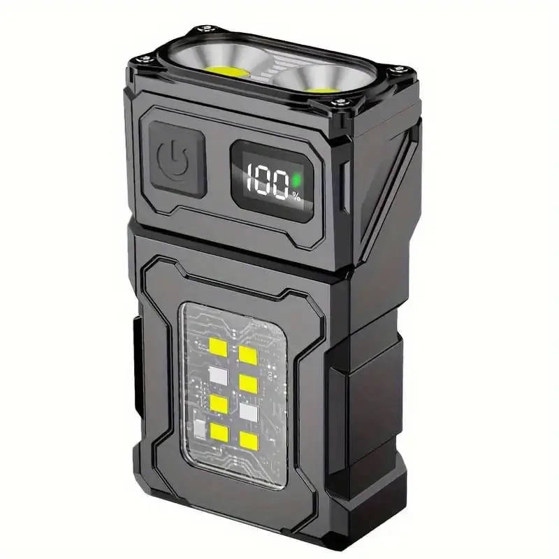 1pc Ultra Bright Mini LED Flashlight Rechargeable COB Work Light with Rotatable Head Metal Clip
