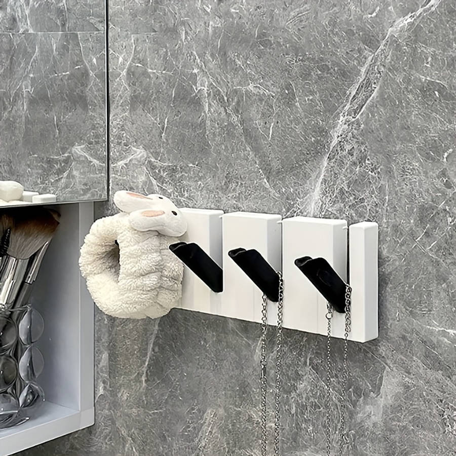 Piano Keyboard Design Wall-Mounted Hook Rack Durable Plastic Easy Installation Multi-Function