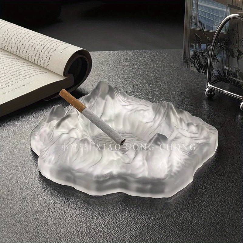 1pc Elegant Frosted Iceberg Glass Ashtray C Stylish Mountain Design for Home Decor Cigar and Cigar