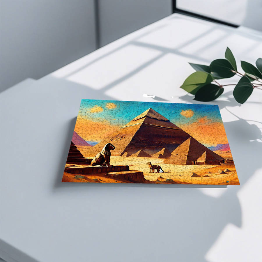 1000pcs Jigsaw Puzzle for Adults: Mysterious Egyptian Pyramids Sphinx Oil Painting