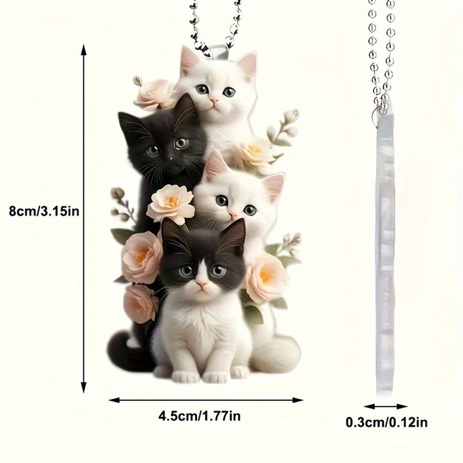 1pc 2D Flat  Charming Cat and Flower Acrylic Pendant Versatile  Decoration Suitable for Car R