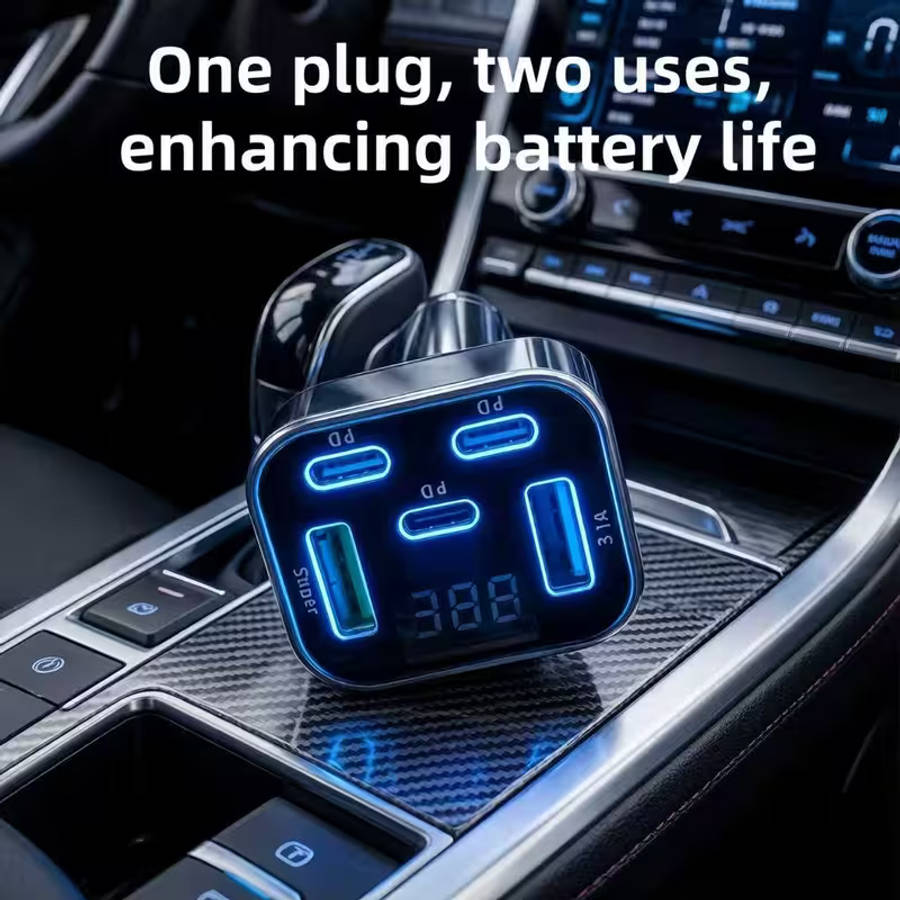 30W PD Car Charger With 5 Quick Charging Ports