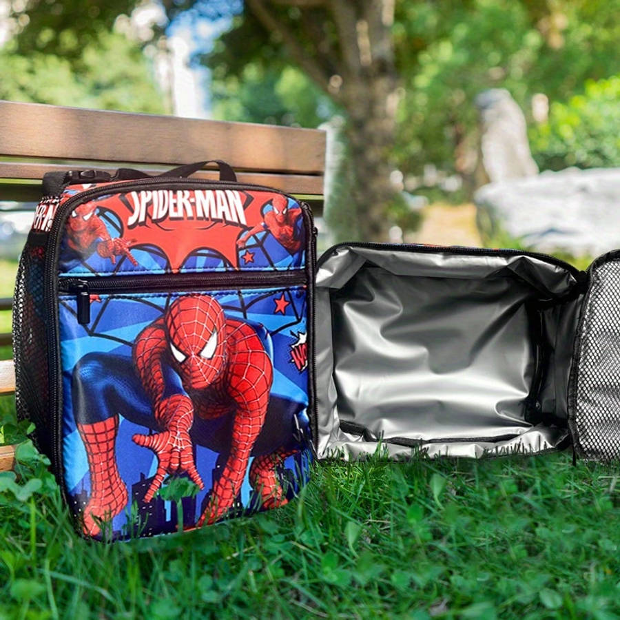 1pc Insulated Lunch Bag Portable Picnic Cooler Box with Marvel Design Durable Polyester Material