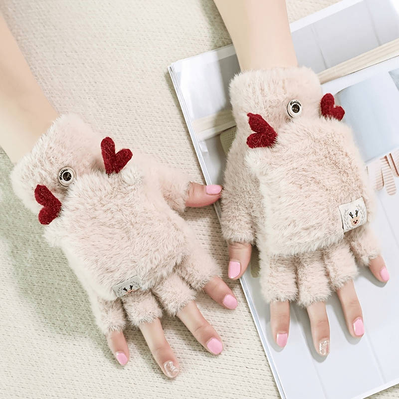 1 Pair Pink One Size Warm Gloves