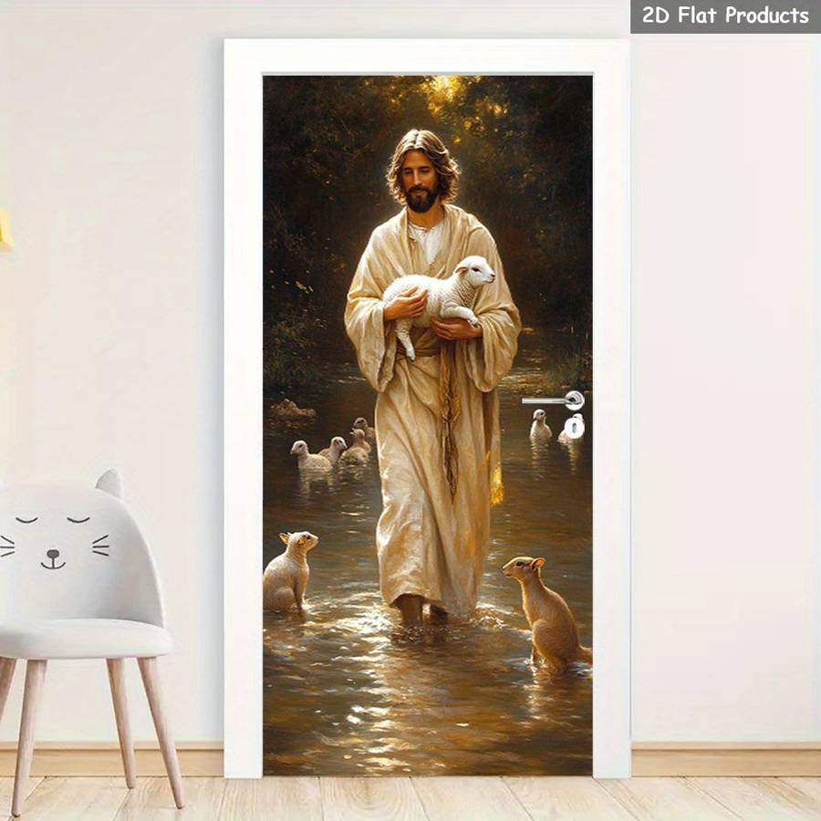 1pc 76.96x199.9cm Jesus Christian Themed Stickers