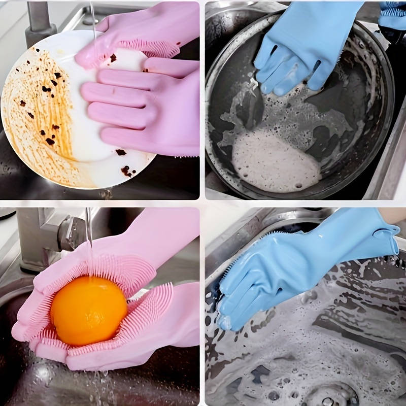 1 Pair Pink Household Cleaning Gloves