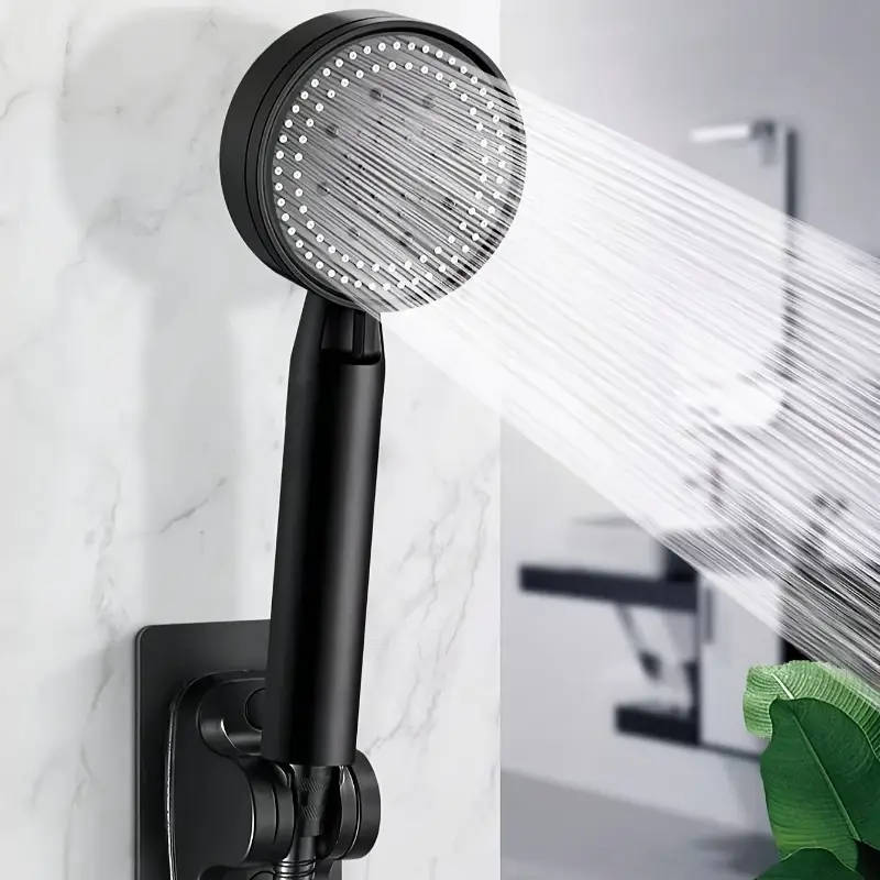 1set High-Pressure Handheld Shower Head with Bracket and Hose 5 Adjustable Water Flow Modes Wall Mou