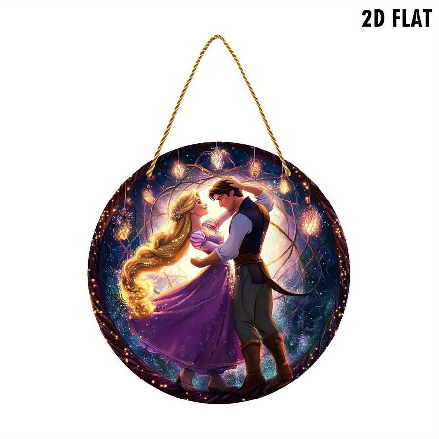 1pc 2D Flat   Disney Rapunzel Flynn Rider  Acrylic Wall Art Magical Night Sky Design with