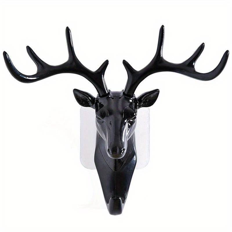Deer Antler Wall Hook  Black Plastic  Easy-to-Install No-Drill Key Holder  Stylish  Fu