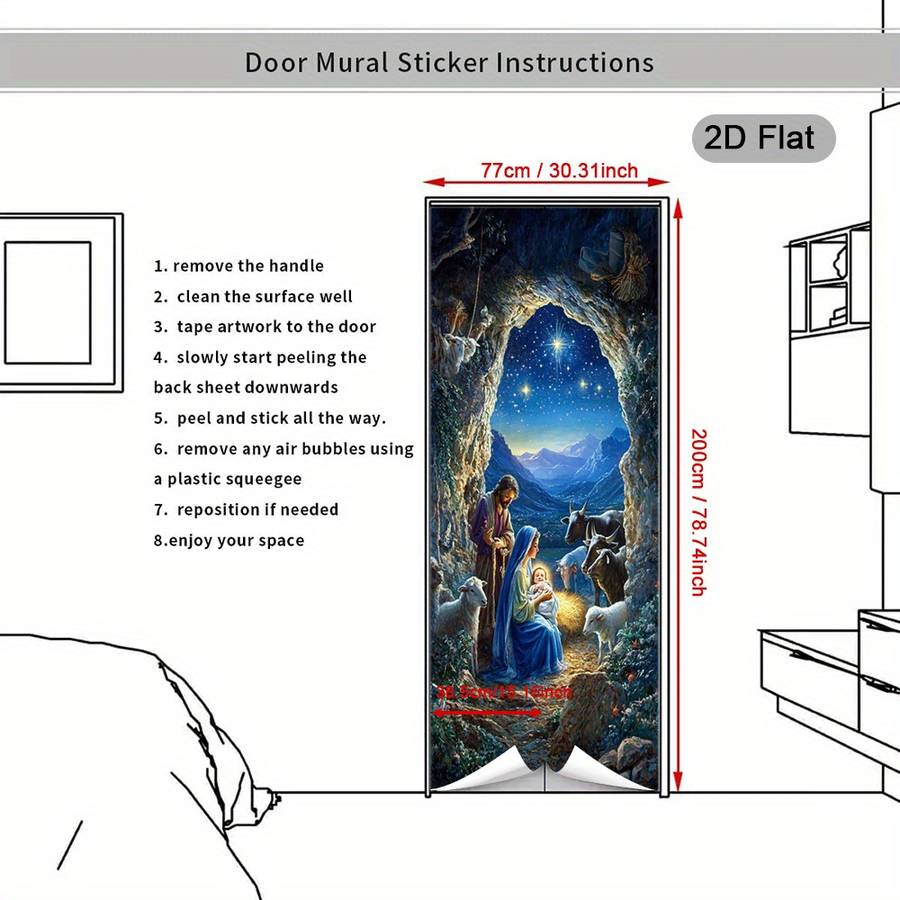 1pc 37.4x84.6 inches   95x215 cm   Jesus Christian Themed Stickers