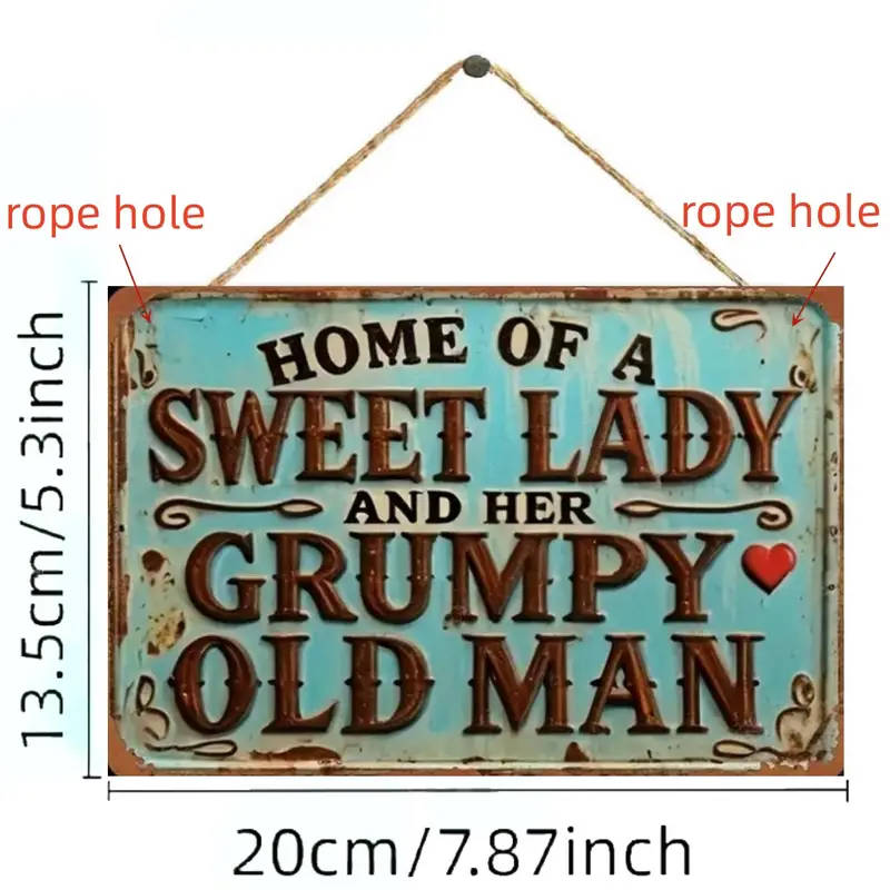 1pc Vintage Wooden Sign Charming Home of a Sweet Lady Her Grumpy Old Man Wall Decor for Home Bar Caf