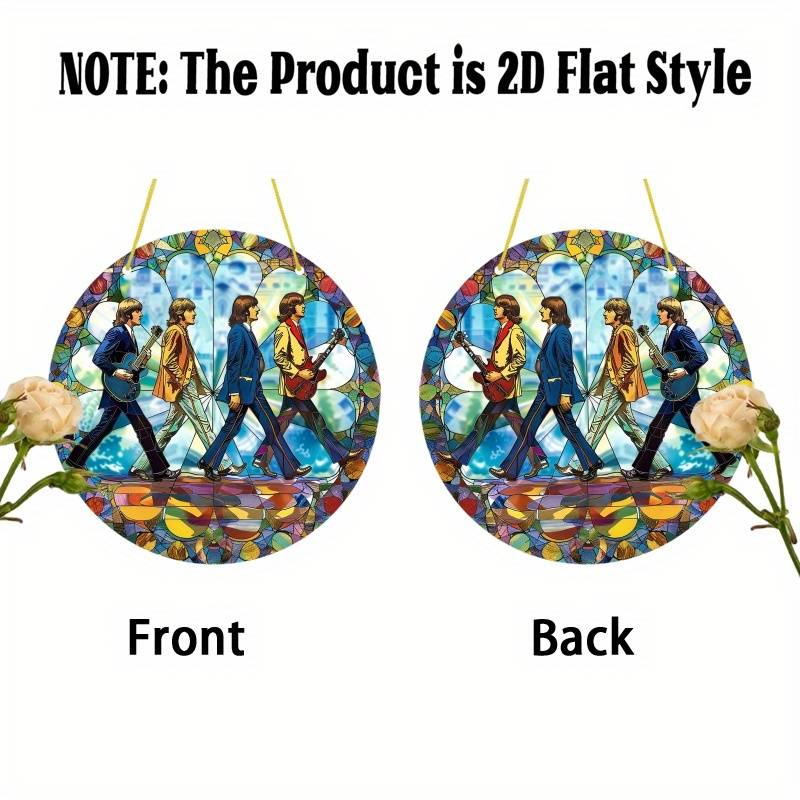 1pc 2D Flat Printing  Abbey Road Beatles Sun Catcher Vibrant 19.99x19.99 cm Window Hanging De