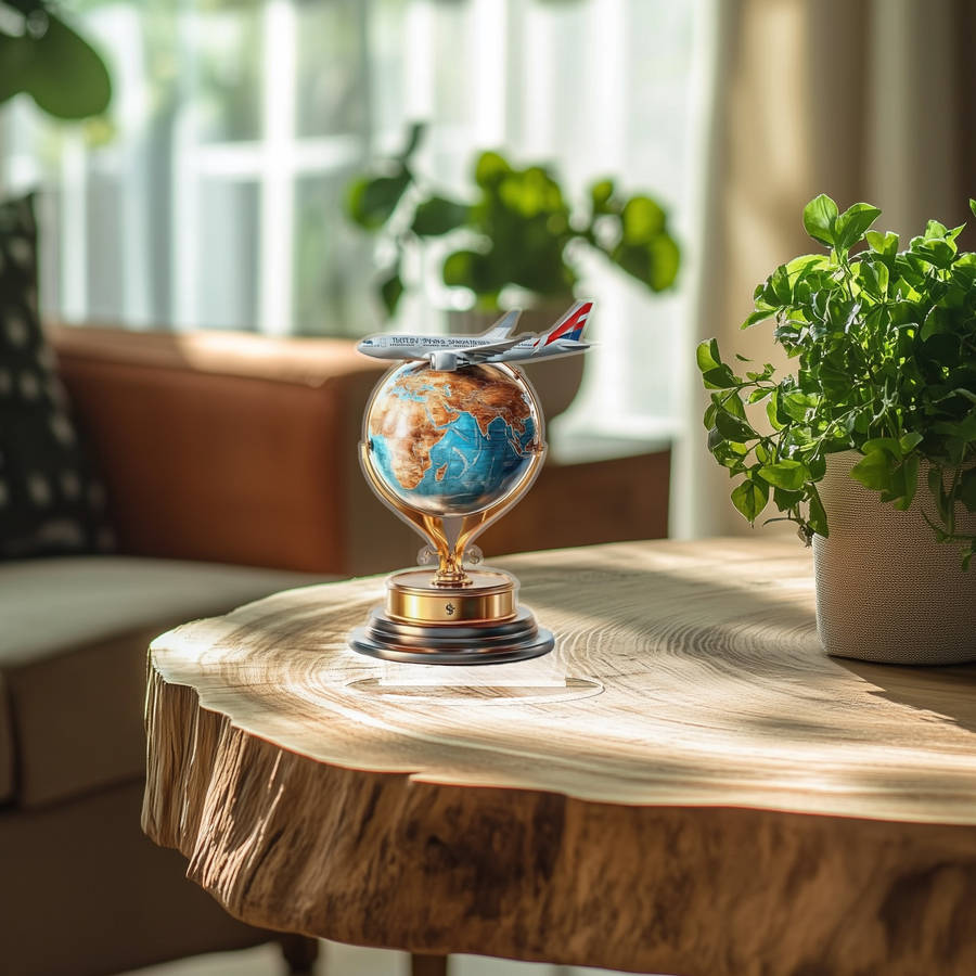 1pc 2D Flat    8-Inch Acrylic Earth Globe with Airplane Bohemian Style  Decor