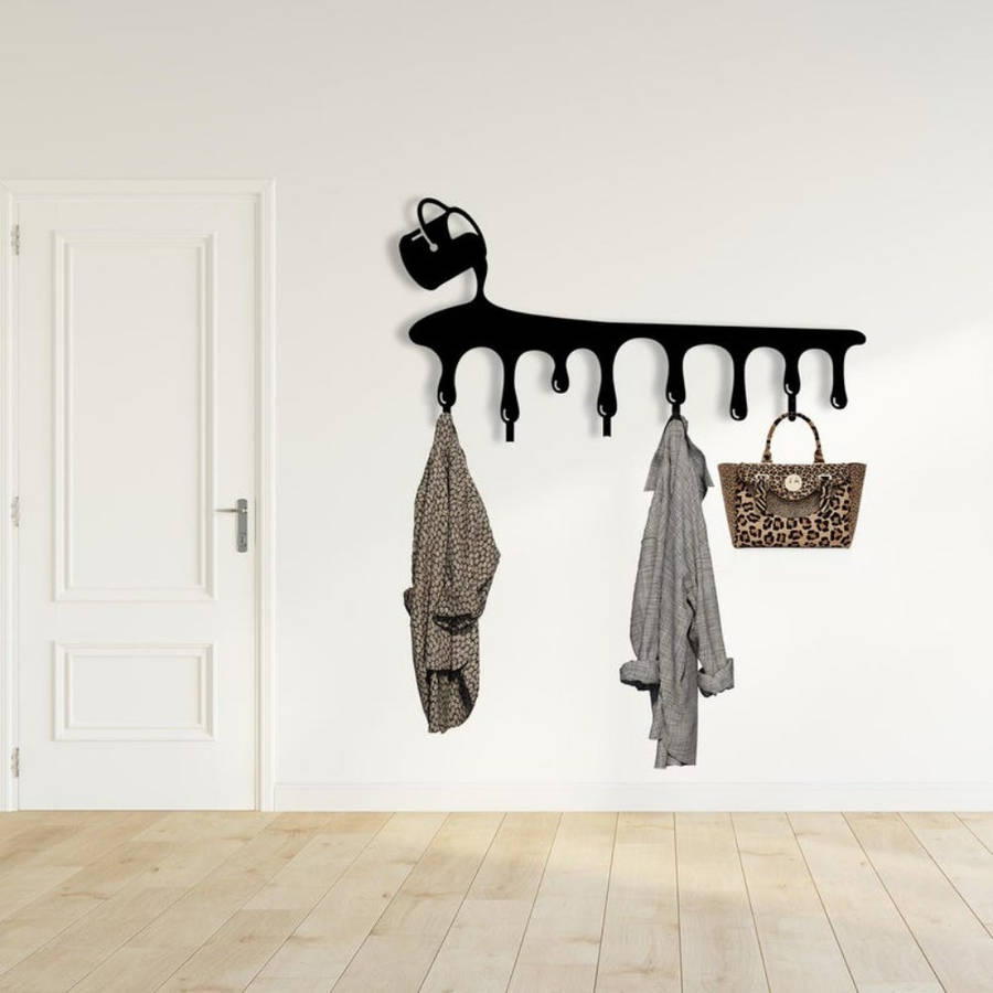 Casual Style Metal Wall Coat Rack Easy Install Flowing Drip Key Holder Modern Entryway Rack Organi