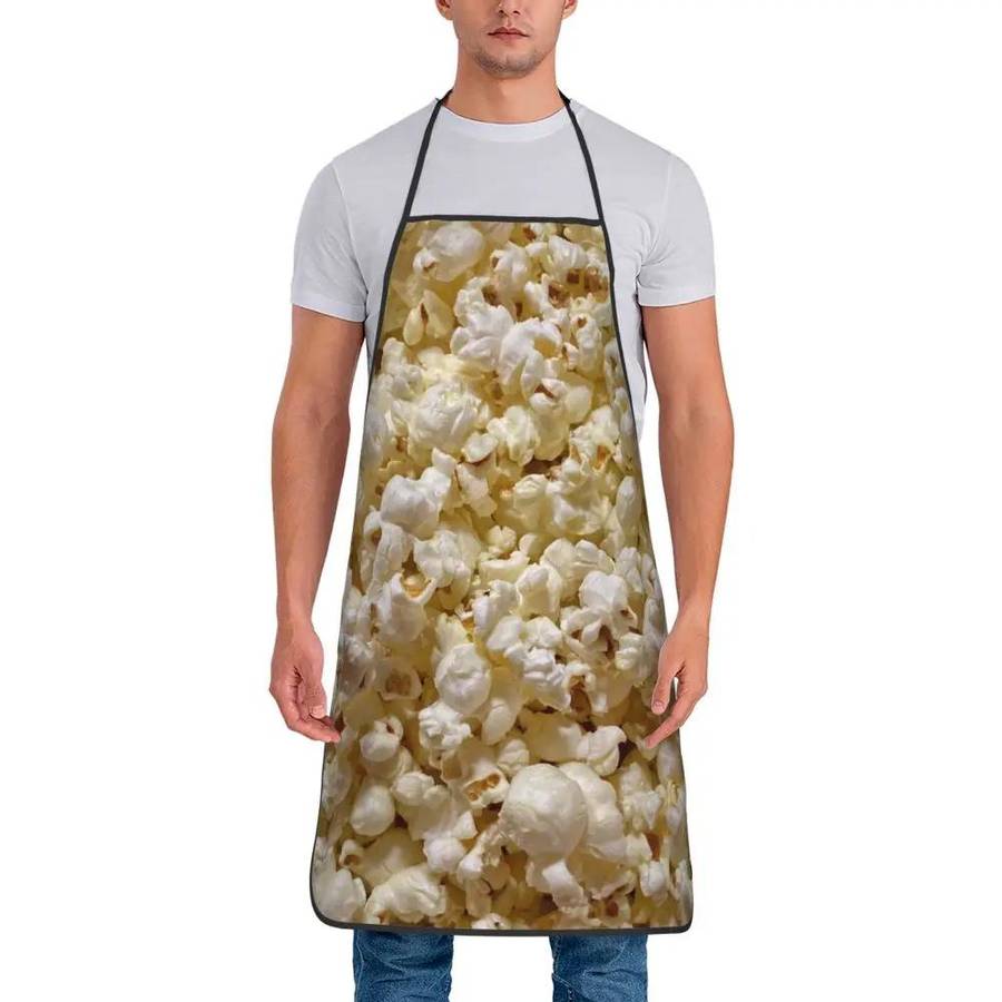 1pc Unisex Popcorn-Themed Apron "I'm a Popcorn Snack" Design Adjustable Strap Polyester Id