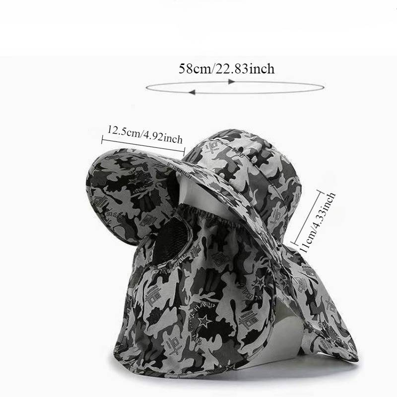 1pc Men'S Camouflage Sun Protection Hat with Face Cover Ideal for Hiking Mountain Climbing Fish