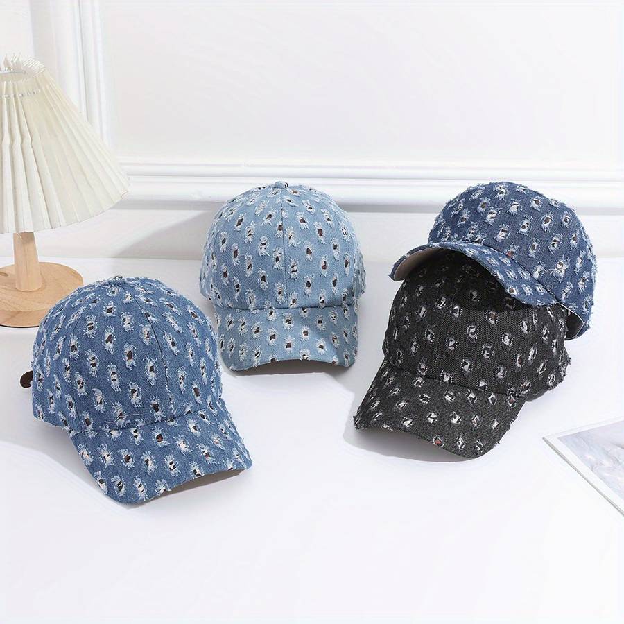 1pc Men'S Women'S Denim Wash Baseball Cap with "BEST" Embroidery Breathable Breathable Lightw
