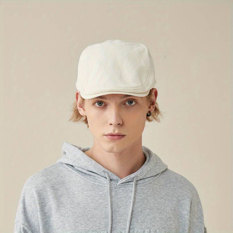 1pc Men's Retro Beret Cap Reversible Vintage Newsboy Hat Spring Autumn Fashion Accessory Gray