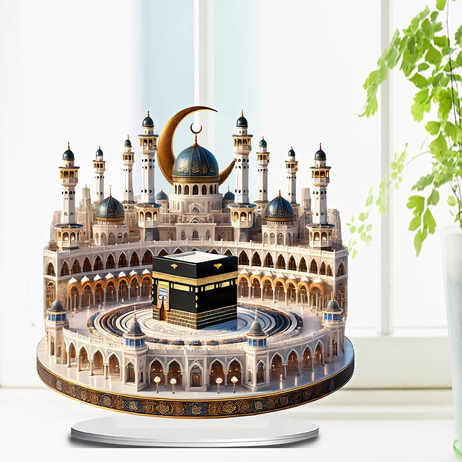 2D Flat Bohemia Style Crystal Mosque Desktop Decoration Intricate Acrylic Islamic Archite