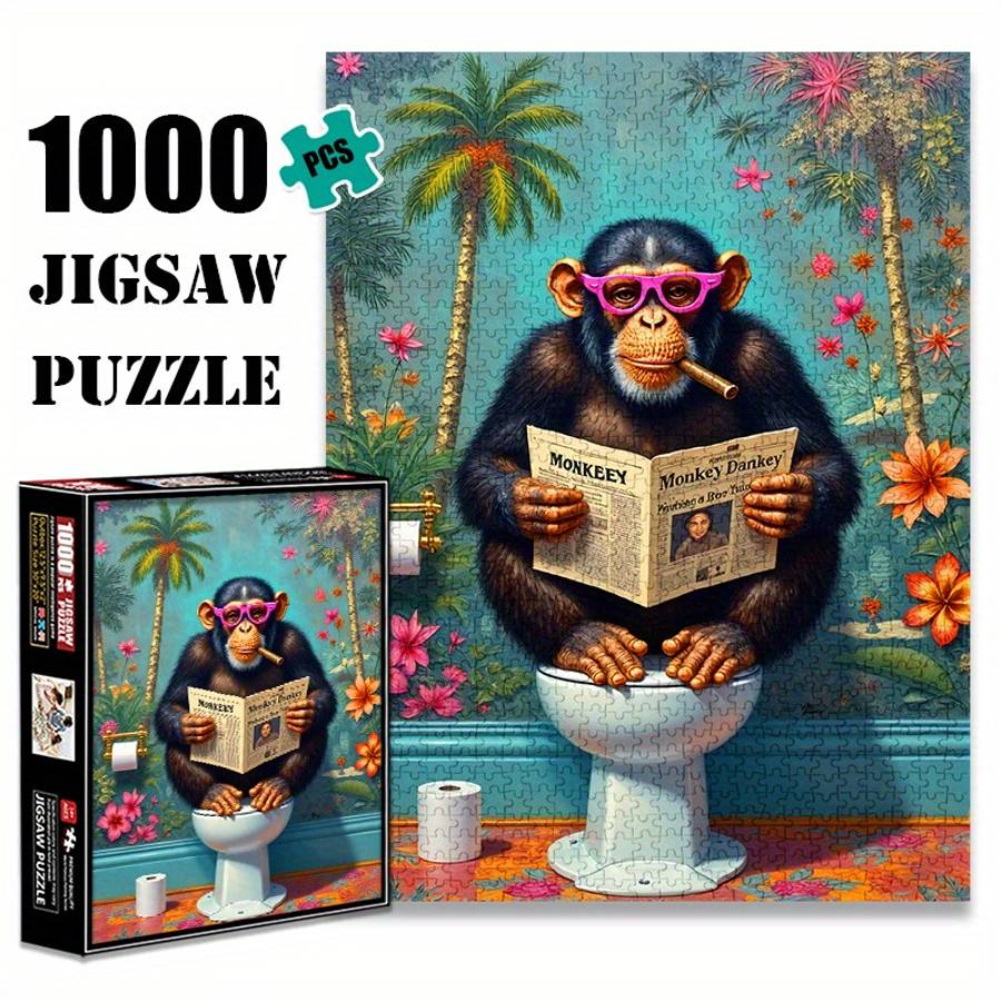 1000pcs Jigsaw Puzzle for Adults Challenging Large Brain Teaser with Vibrant Chimpa