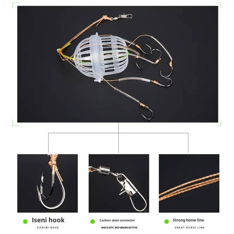 1pc Durable Carbon Steel Fishing Hooks with Bait Cage Strong Lightweight Tackle for Anglers