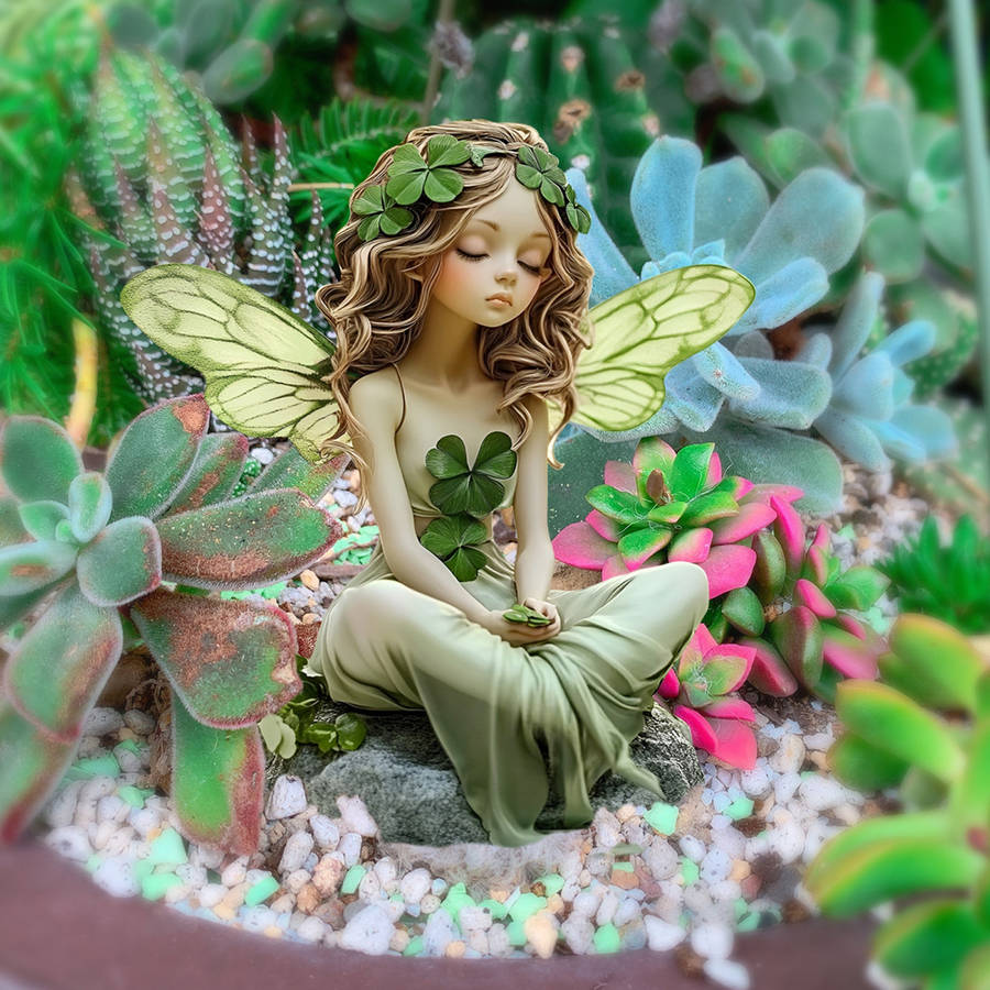 1pc 2D Flat Plants Theme Butterfly Wing Girl Four-Leaf Clover Design Garden Decor