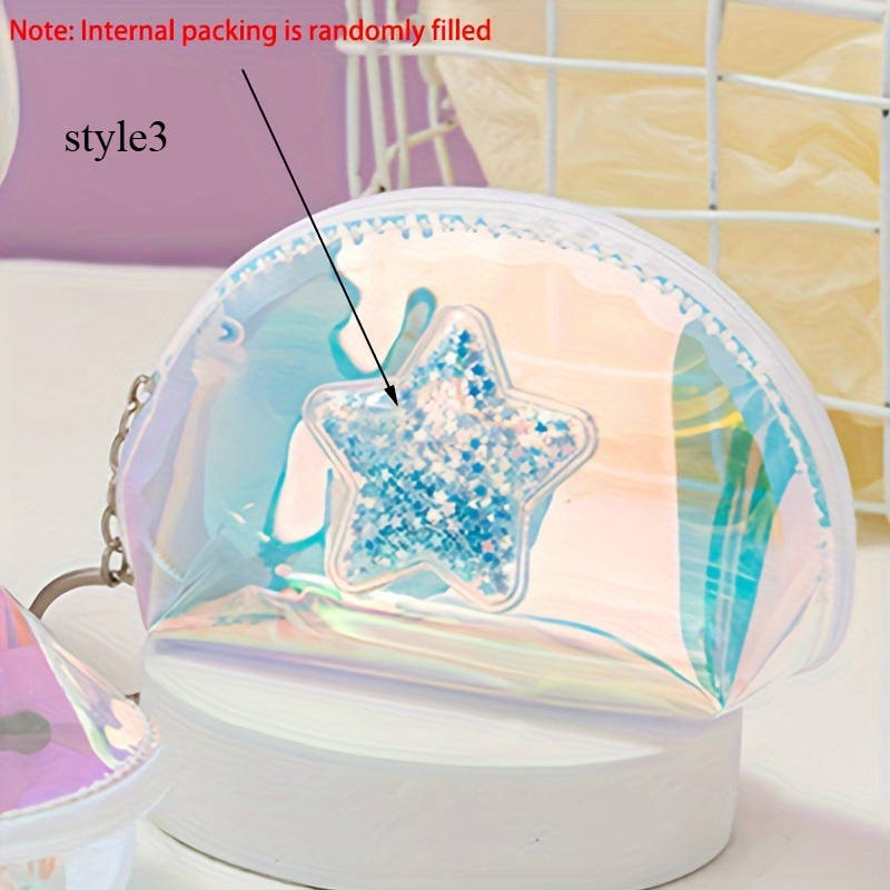 1pc Adorable Synthetic Sequin Coin Purse Portable Colorful Laser Design Cute Mini Wallet