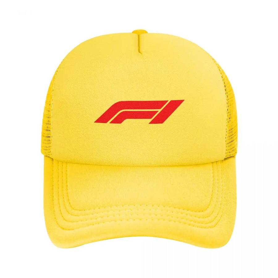 1pc F1 Racing Mesh Baseball Cap Black Snapback with Red F1 Logo Lightweight Polyester Breathabl