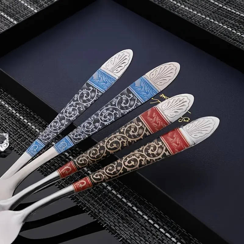 10-Piece Elegant Multi-Color Stainless Steel Spoon Set
