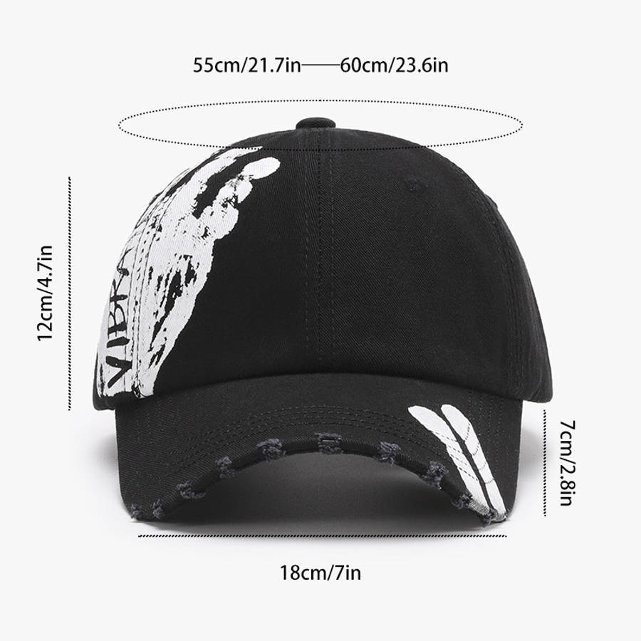 Street Style Graffiti Baseball Caps Trendy Soft-Top Curved Brim 100% Polyester Hand-Washab