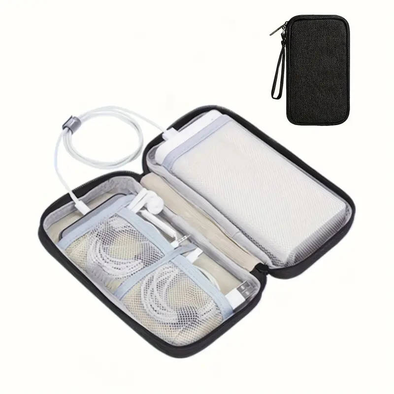 1Pc Elegant Nylon Storage Bag For Mobile Phone Chargers And Digital Accessories