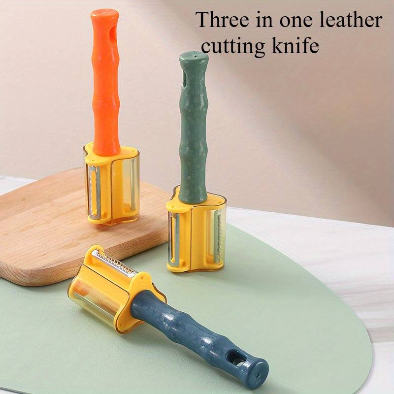 1pc 3-in-1 Kitchen Knife Set with Stainless Steel Blades and Colorful Handles Includes Peeler Sl
