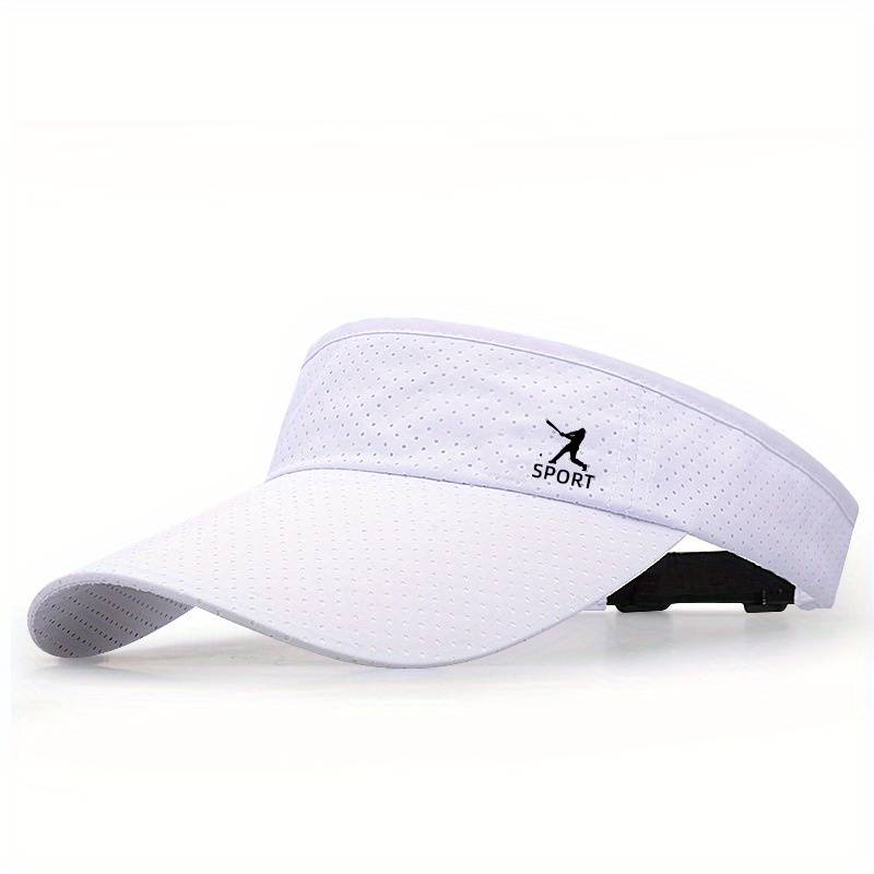 1pc Men's Quick-Dry Breathable Sports Cap White Polyester No-Top Duckbill Sun Hat with Adjustabl