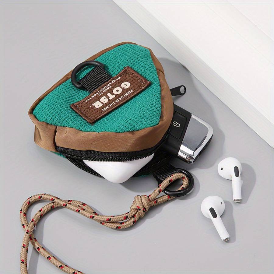 Triangle Keychain Coin Purse Hanging Neck Casual Sling Bag Trendy Storage Pouch Creative Gift