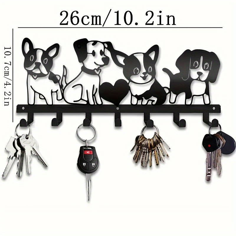 1pc Contemporary Dog Silhouette Metal Key Holder Wall Mount Easy Install Key Storage Box for Home