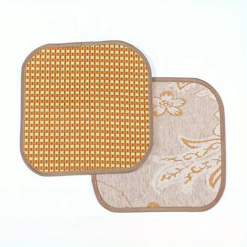 1piece Artificial Jade Rice Straw Mat Double Sided Cooling Pad Width 30x Length 30