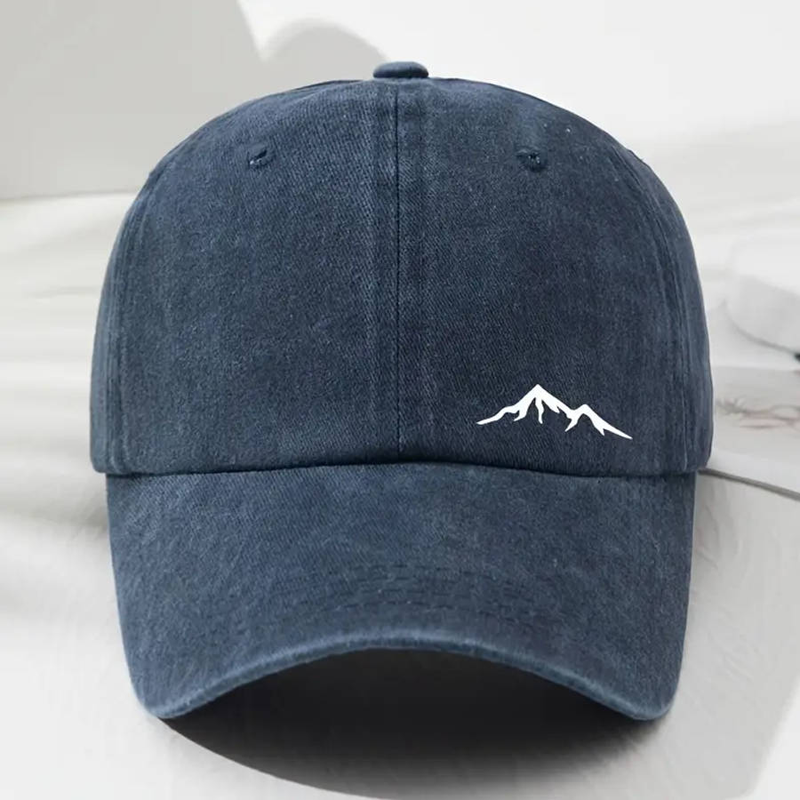 Retro Adjustable Baseball Cap With Mountain View Print Soft Top Dad'S Hat Sun Protection Perfect