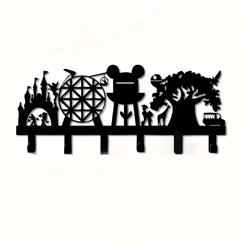 Multifunctional Metal Key Hat Rack with 6 HooksDurable Iron Wall-Mounted Storage Rack