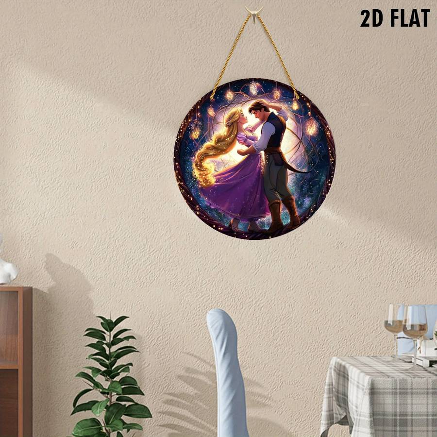 1pc 2D Flat   Disney Rapunzel Flynn Rider  Acrylic Wall Art Magical Night Sky Design with