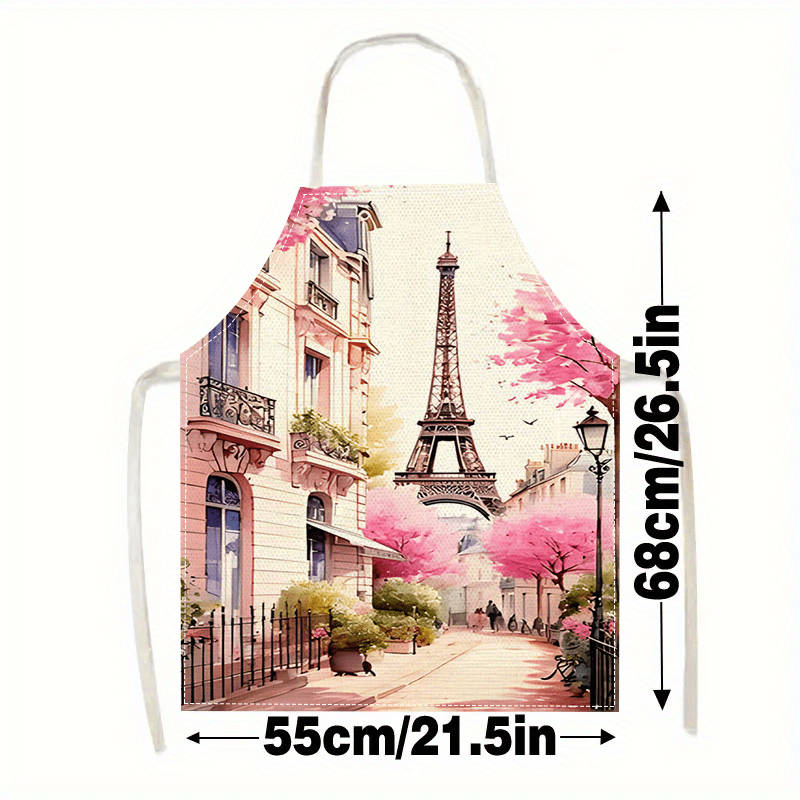 1pc of a Densely Woven Large Apron for Valentine's Day Decoration Featuring The Eiffel Tower An